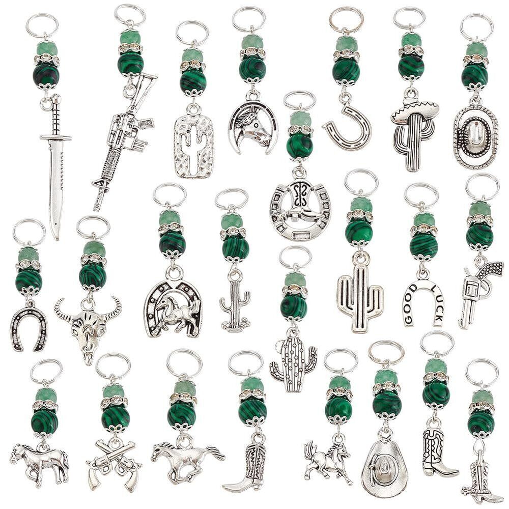 9248 48pcs 24 Styles Western Cowboy Charms Antique Silver Horse Charms